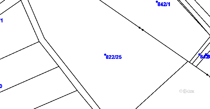 Parcela st. 822/25 v KÚ Vlčovice, Katastrální mapa