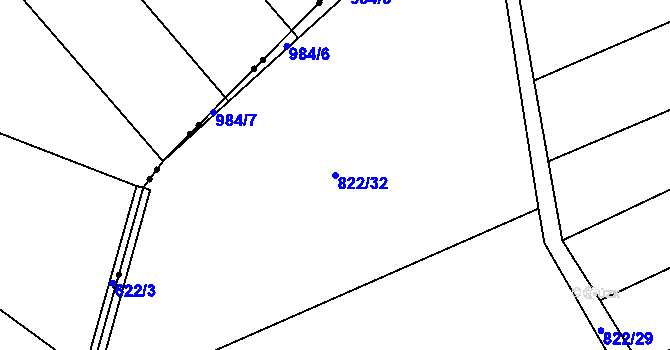 Parcela st. 822/32 v KÚ Vlčovice, Katastrální mapa