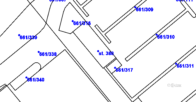 Parcela st. 380 v KÚ Vlčovice, Katastrální mapa