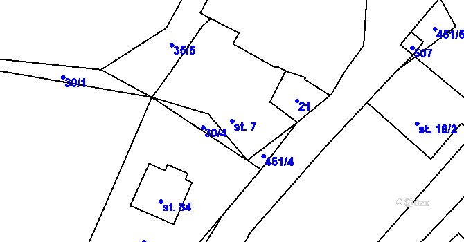 Parcela st. 7 v KÚ Vlčtejn, Katastrální mapa