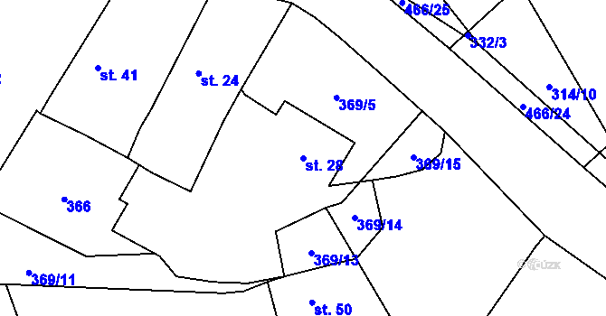 Parcela st. 28 v KÚ Vlčtejn, Katastrální mapa