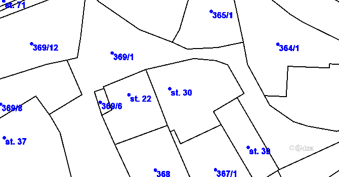 Parcela st. 30 v KÚ Vlčtejn, Katastrální mapa