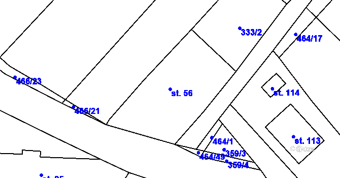 Parcela st. 56 v KÚ Vlčtejn, Katastrální mapa