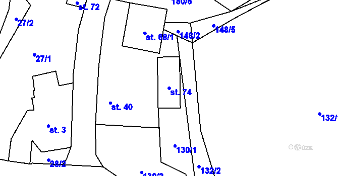 Parcela st. 74 v KÚ Vlčtejn, Katastrální mapa