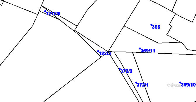 Parcela st. 122/3 v KÚ Vlčtejn, Katastrální mapa