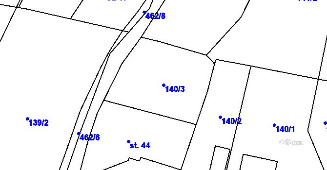 Parcela st. 140/3 v KÚ Vlčtejn, Katastrální mapa