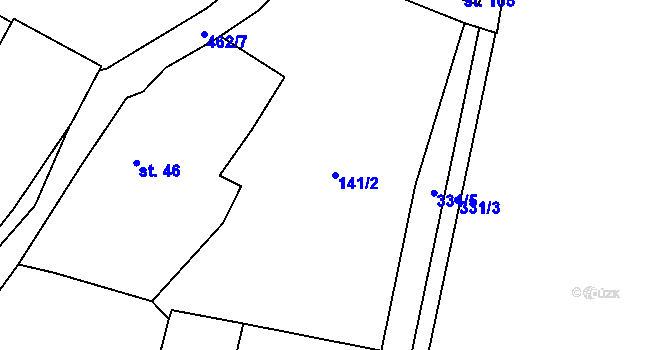 Parcela st. 141/2 v KÚ Vlčtejn, Katastrální mapa