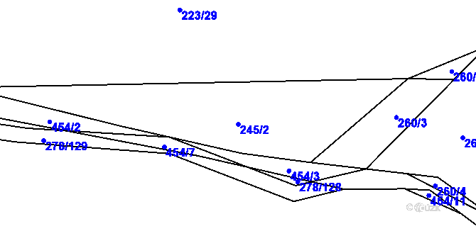 Parcela st. 245/2 v KÚ Vlčtejn, Katastrální mapa