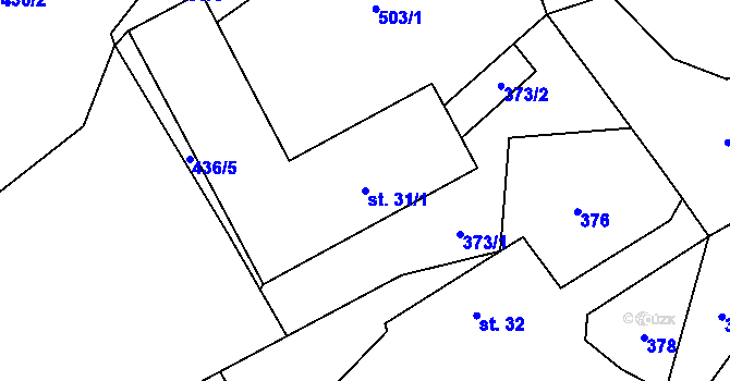 Parcela st. 31/1 v KÚ Vlčtejn, Katastrální mapa