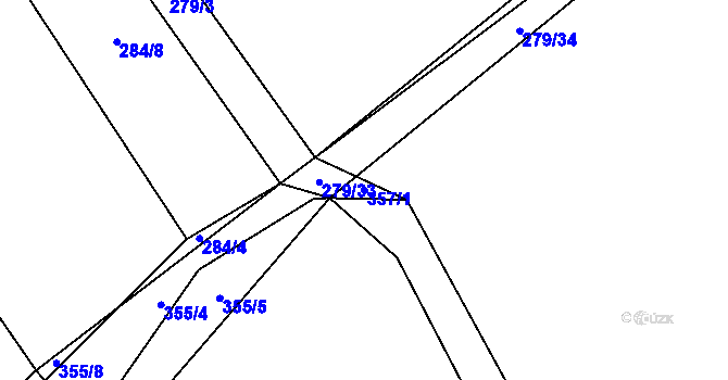 Parcela st. 357/1 v KÚ Vlčtejn, Katastrální mapa