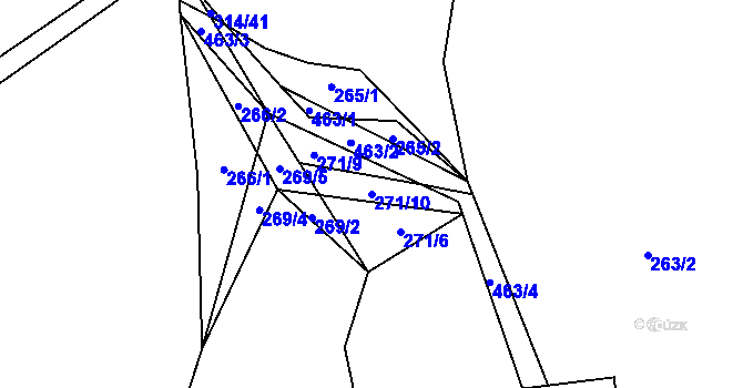 Parcela st. 271/10 v KÚ Vlčtejn, Katastrální mapa