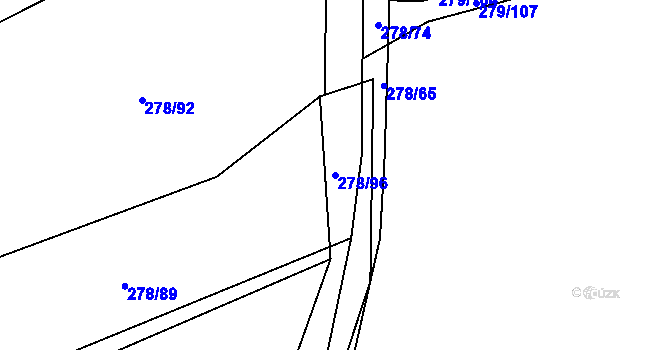 Parcela st. 278/96 v KÚ Vlčtejn, Katastrální mapa