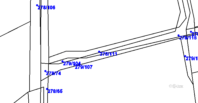 Parcela st. 278/111 v KÚ Vlčtejn, Katastrální mapa