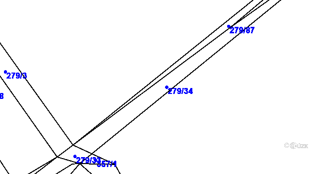 Parcela st. 279/34 v KÚ Vlčtejn, Katastrální mapa