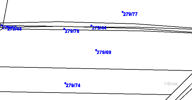 Parcela st. 279/69 v KÚ Vlčtejn, Katastrální mapa