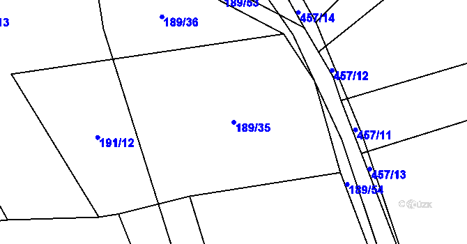 Parcela st. 189/35 v KÚ Vlčtejn, Katastrální mapa