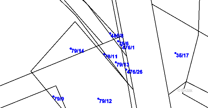 Parcela st. 79/11 v KÚ Vlčtejn, Katastrální mapa