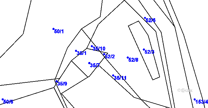 Parcela st. 52/2 v KÚ Vlčtejn, Katastrální mapa