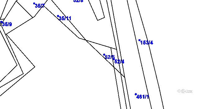 Parcela st. 52/5 v KÚ Vlčtejn, Katastrální mapa