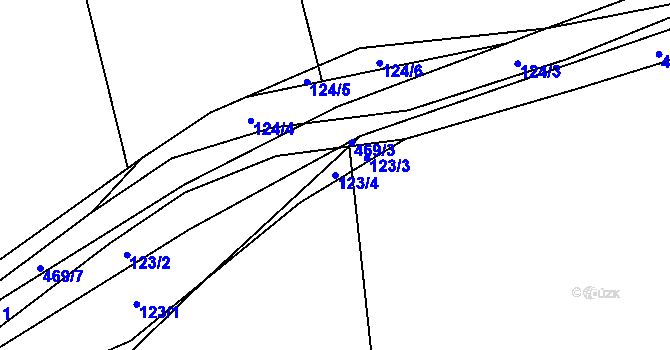 Parcela st. 123/4 v KÚ Vlčtejn, Katastrální mapa