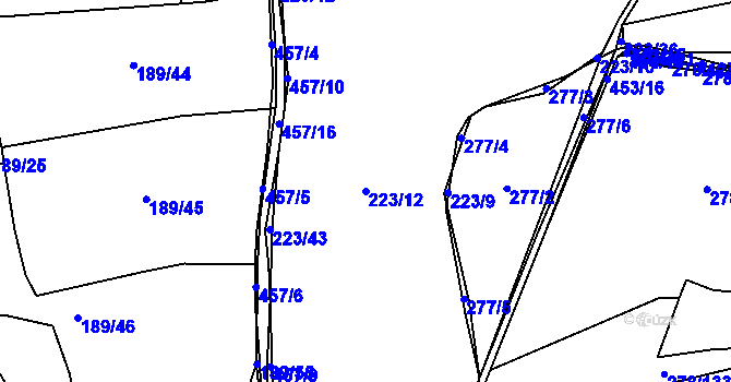 Parcela st. 223/12 v KÚ Vlčtejn, Katastrální mapa