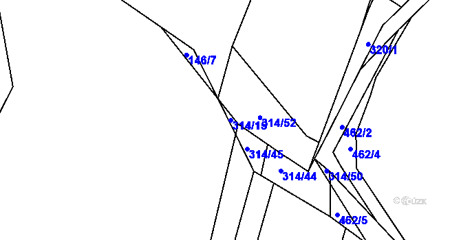 Parcela st. 314/15 v KÚ Vlčtejn, Katastrální mapa