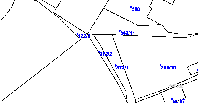 Parcela st. 372/2 v KÚ Vlčtejn, Katastrální mapa