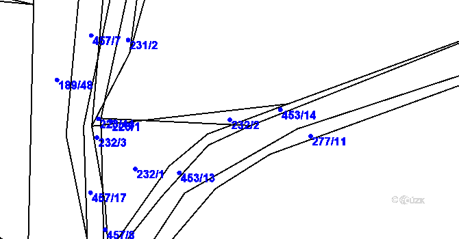 Parcela st. 232/2 v KÚ Vlčtejn, Katastrální mapa