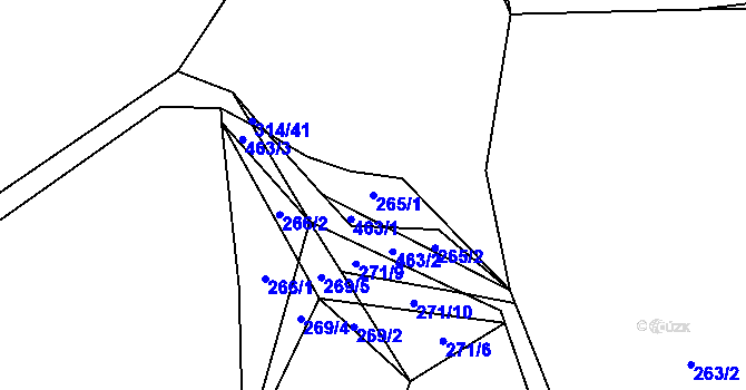 Parcela st. 265/1 v KÚ Vlčtejn, Katastrální mapa