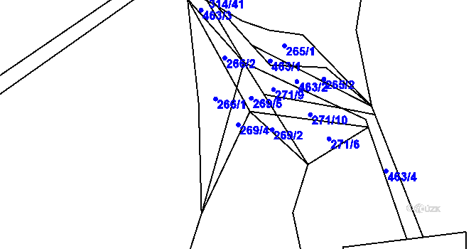 Parcela st. 269/4 v KÚ Vlčtejn, Katastrální mapa