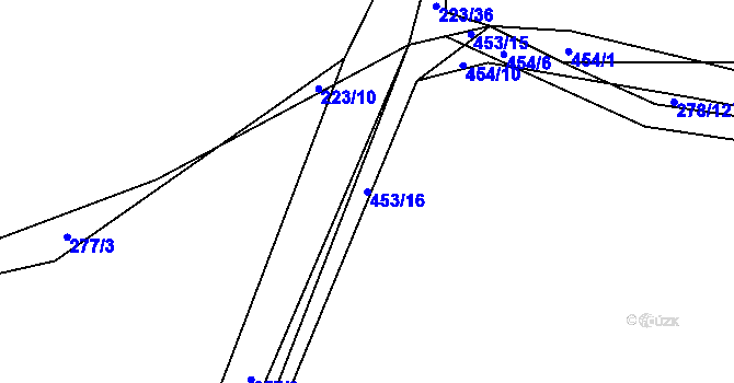 Parcela st. 453/16 v KÚ Vlčtejn, Katastrální mapa