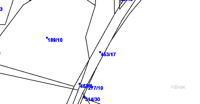 Parcela st. 453/17 v KÚ Vlčtejn, Katastrální mapa