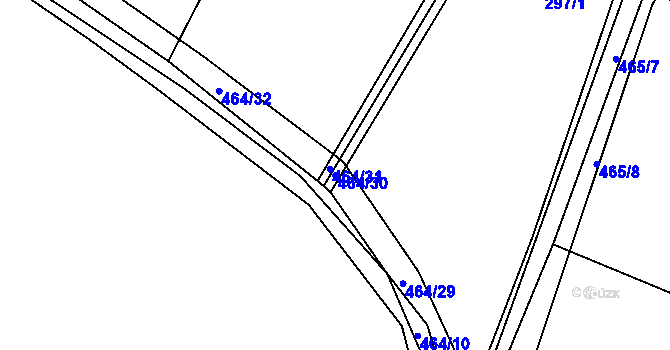 Parcela st. 464/30 v KÚ Vlčtejn, Katastrální mapa