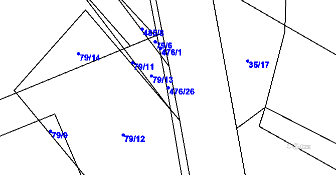 Parcela st. 476/26 v KÚ Vlčtejn, Katastrální mapa