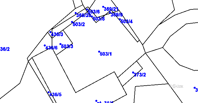 Parcela st. 503/1 v KÚ Vlčtejn, Katastrální mapa