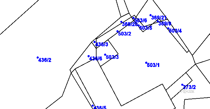 Parcela st. 503/3 v KÚ Vlčtejn, Katastrální mapa
