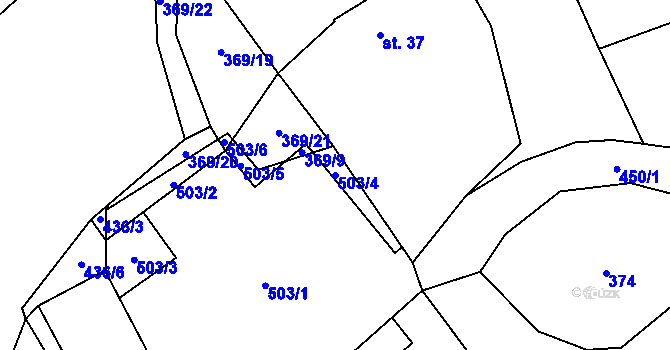 Parcela st. 503/4 v KÚ Vlčtejn, Katastrální mapa