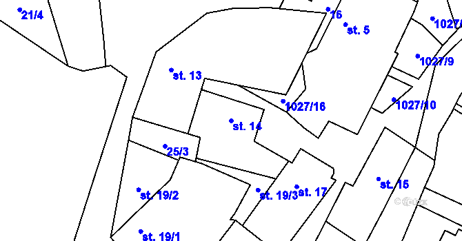Parcela st. 14 v KÚ Vlkančice, Katastrální mapa