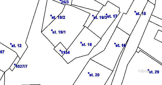 Parcela st. 18 v KÚ Vlkančice, Katastrální mapa