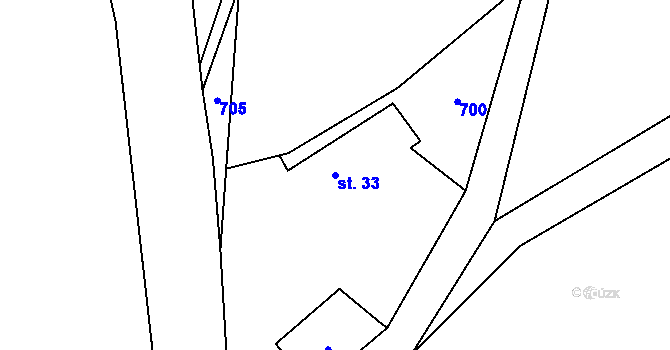 Parcela st. 33 v KÚ Vlkančice, Katastrální mapa
