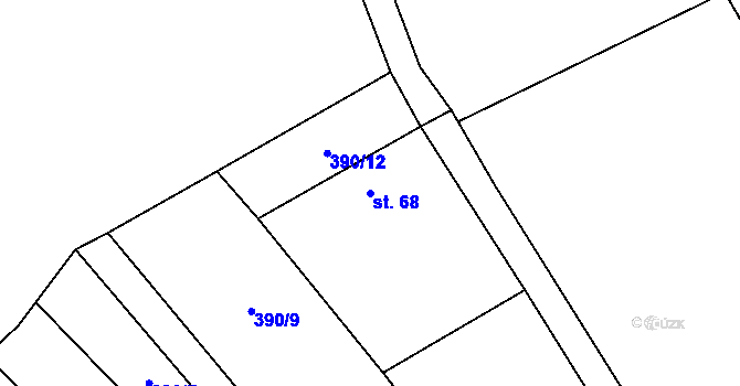 Parcela st. 68 v KÚ Vlkančice, Katastrální mapa