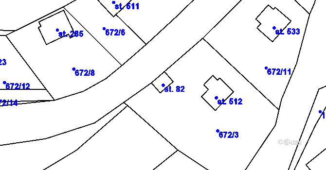 Parcela st. 82 v KÚ Vlkančice, Katastrální mapa