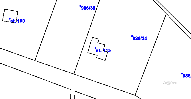 Parcela st. 113 v KÚ Vlkančice, Katastrální mapa