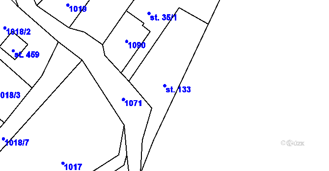 Parcela st. 133 v KÚ Vlkančice, Katastrální mapa