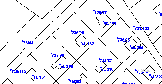 Parcela st. 162 v KÚ Vlkančice, Katastrální mapa