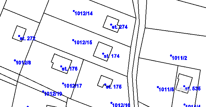 Parcela st. 174 v KÚ Vlkančice, Katastrální mapa