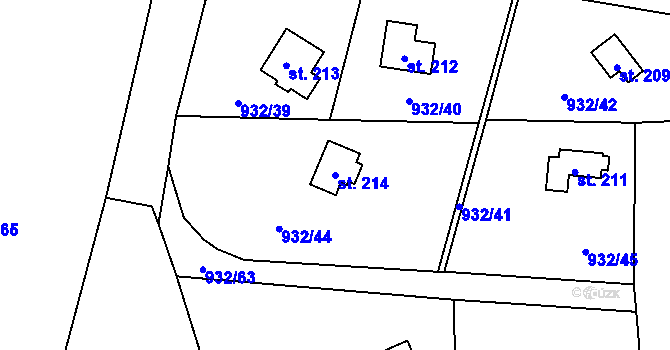 Parcela st. 214 v KÚ Vlkančice, Katastrální mapa