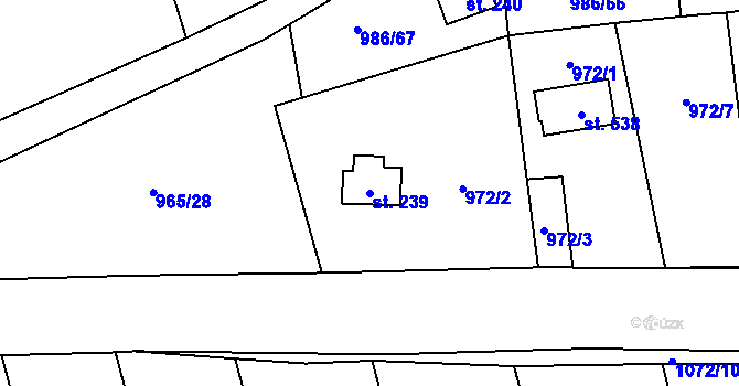Parcela st. 239 v KÚ Vlkančice, Katastrální mapa