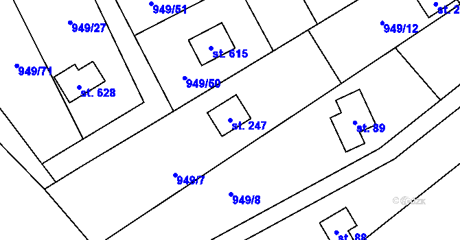 Parcela st. 247 v KÚ Vlkančice, Katastrální mapa