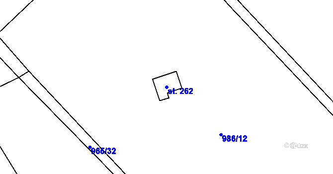 Parcela st. 262 v KÚ Vlkančice, Katastrální mapa